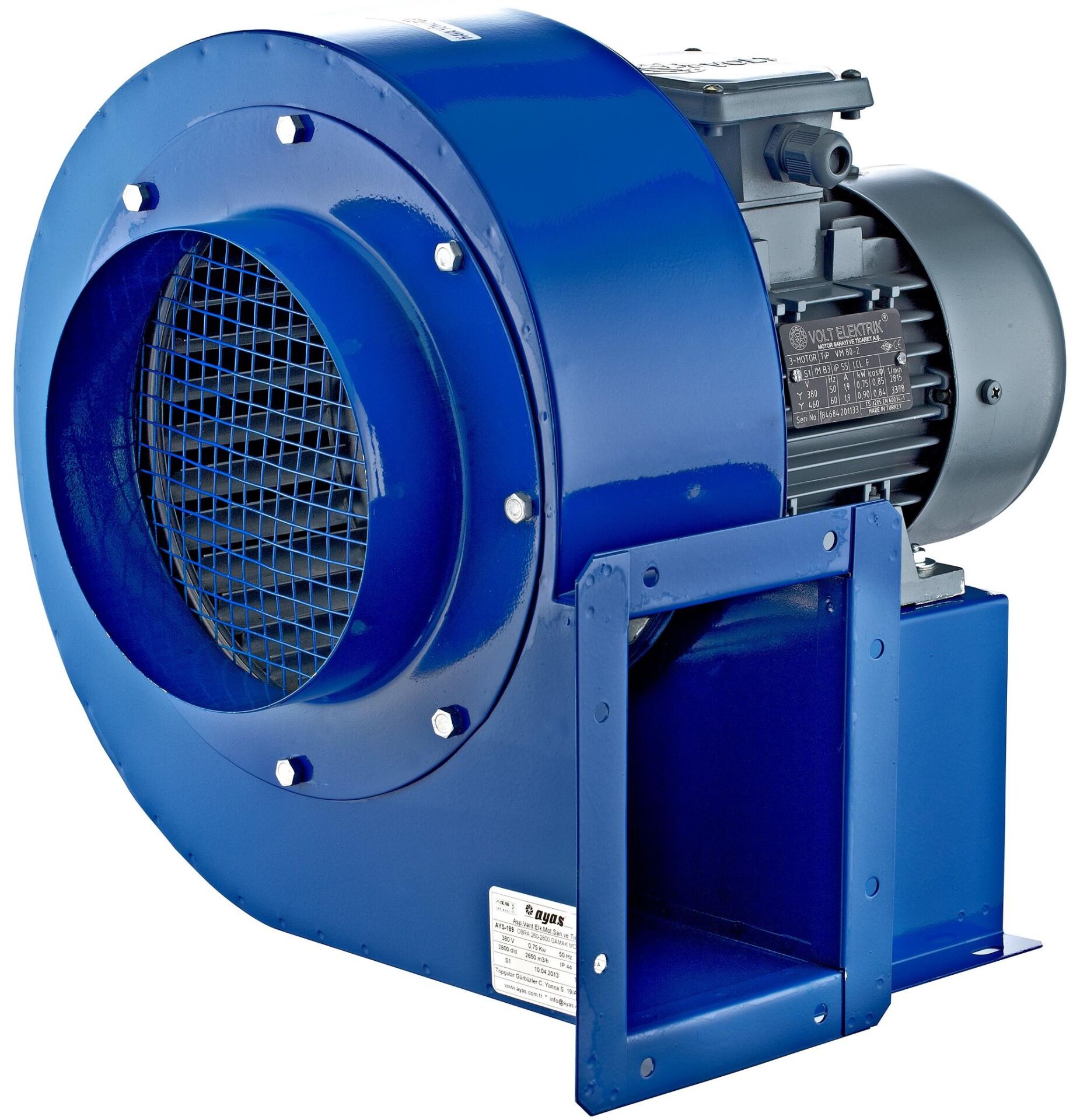 OBRA-260 Salyangoz Fan 2800 d/d 380 Volt Trifaze